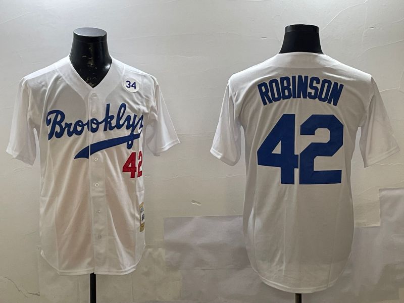 Men Los Angeles Dodgers 42 Robinson White Throwback Game 2025 Nike MLB Jersey style 3